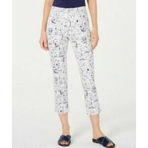 Charter Club Bristol Capri Nautical Beach Coastal Themed Print 4 Petite NEW